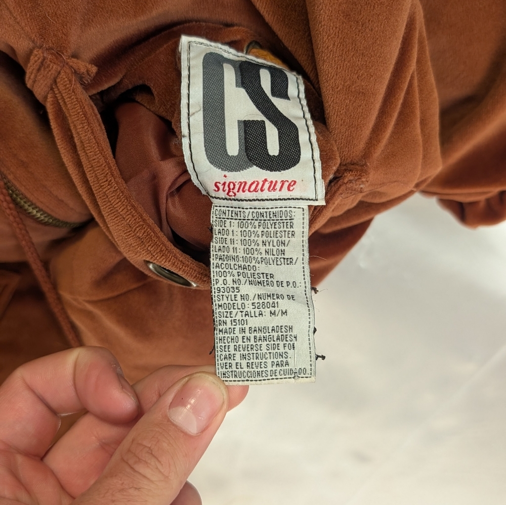 CS Signiature Vintage Burnt Orange Fall Velvet Reversible Jacket Windbreaker M - Picture 8 of 9